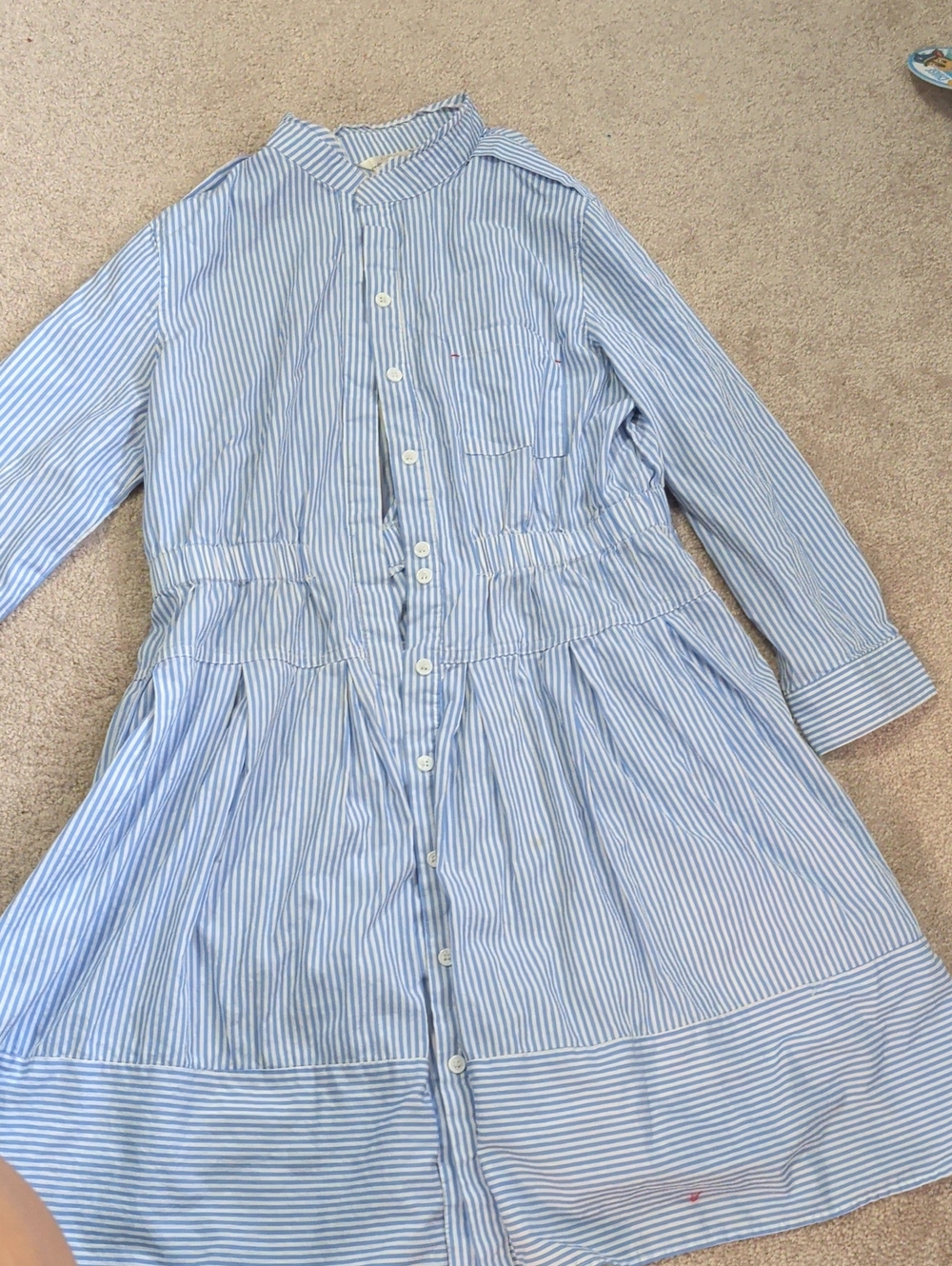 Womens Blue and White Striped Shirt Dress